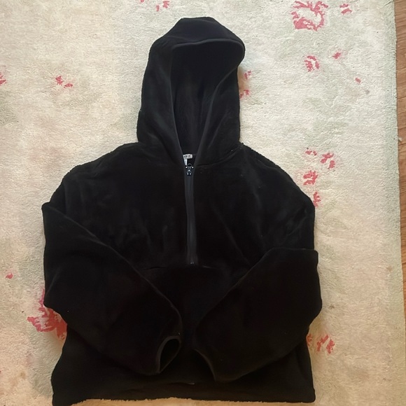Forever 21 quarter zip Sherpa hoodie size medium - Picture 1 of 7